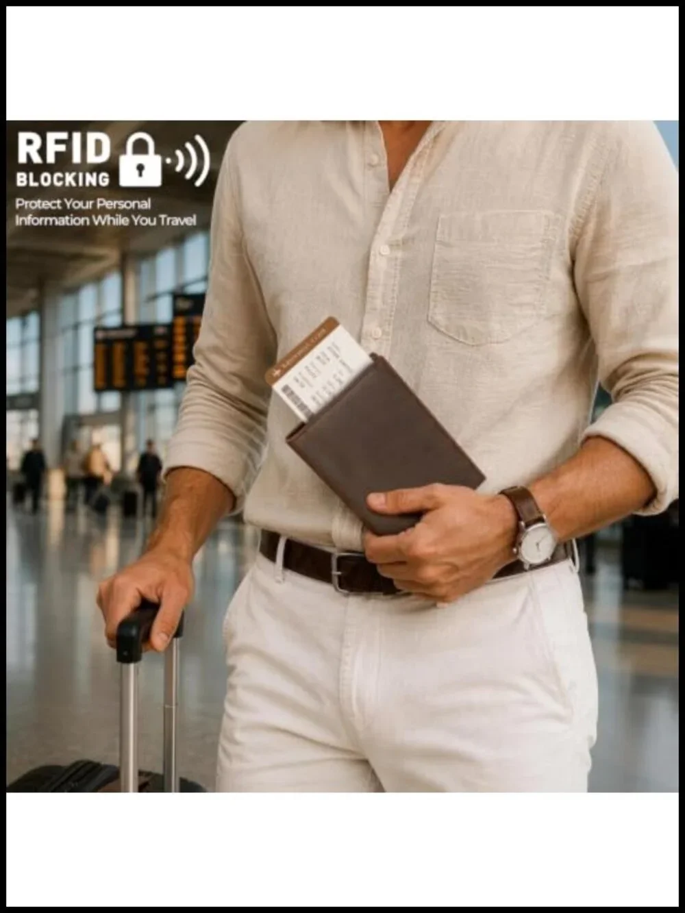 Genuine Full Grain Leather Passport Holder RFID Blocking Travel Wallet